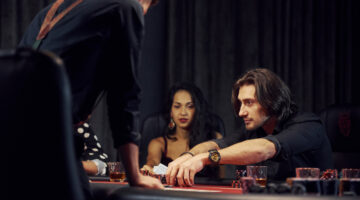 Group playing poker in
